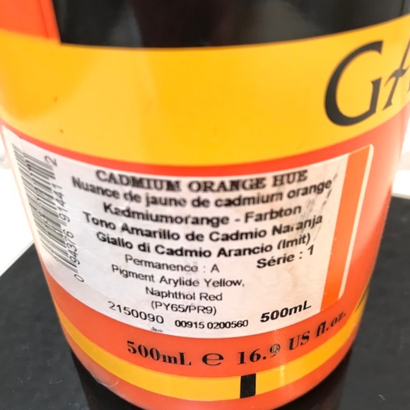 Winsor Newton Galeria Flow Formula Acrylic Cadmium Orange Hue1 Partial Bottle. - Picture 5 of 6